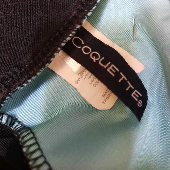 Y2K Coquette Babydoll Lingerie Top XL Split Front Blue Black Lace Camisole - Picture 9 of 12